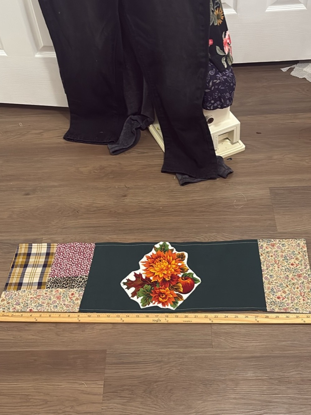 Floral Patchwork Dark Green Table Runner by